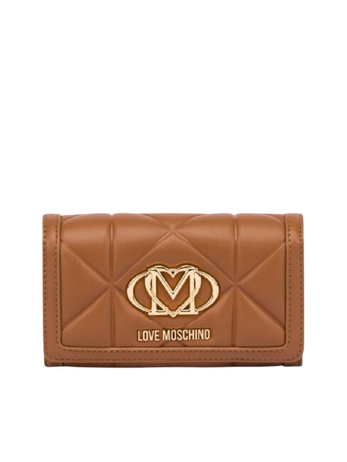 LOVE MOSCHINO LOVE EMBOSSED Large wallet with flap camel - Women’s Wallets