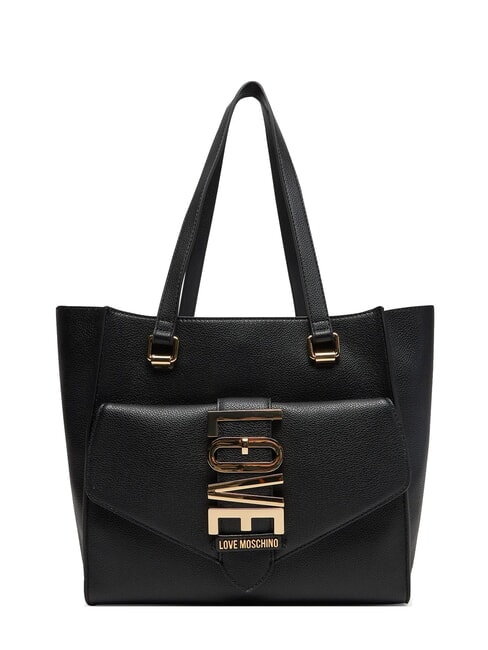 LOVE MOSCHINO LOVEBUG Shoulder shopping bag with pocket Black - Women’s Bags
