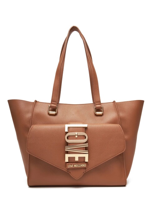 LOVE MOSCHINO LOVEBUG Shoulder shopping bag with pocket camel - Women’s Bags