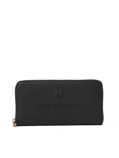 LOVE MOSCHINO LOVE EMBOSSED Large zip-around wallet Black - Women’s Wallets