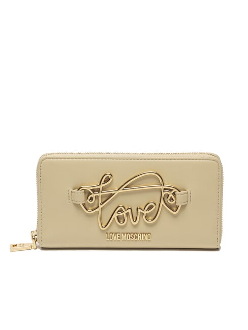 LOVE MOSCHINO SCRIPT Large zip-around wallet beige - Women’s Wallets