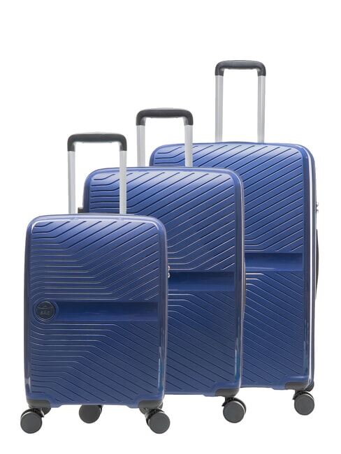 LESAC SLIDE Cabin Set + Medium and Large expandable, ultra-resistant royal blue - Rigid Trolley Cases