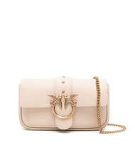 PINKO LOVE ONE POCKET Leather shoulder bag beige-smoky gray-antique gold - Women’s Bags - 1