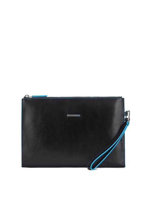 PIQUADRO BLUE SQUARE Flat leather clutch Black - Women’s Bags