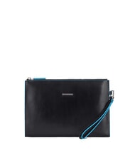 PIQUADRO BLUE SQUARE Flat leather clutch Black - Women’s Bags - 1