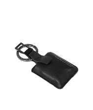 PIQUADRO MODUS RESTYLING Leather key ring with carabiner Black - Key holders - 1