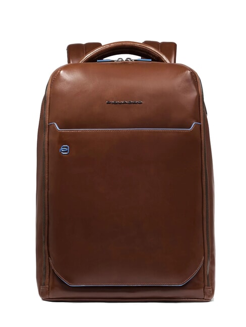 PIQUADRO BLUE SQUARE Leather backpack, 14" laptop holder BROWN - Laptop backpacks