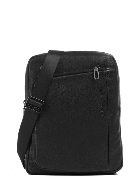 PIQUADRO CRONUS Leather iPad bag Black - Over-the-shoulder Bags for Men