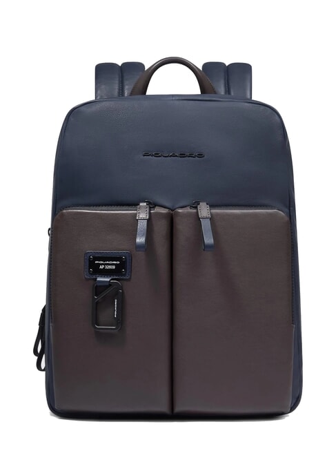 PIQUADRO HARPER 14" laptop backpack, expandable blue/dark brown - Laptop backpacks