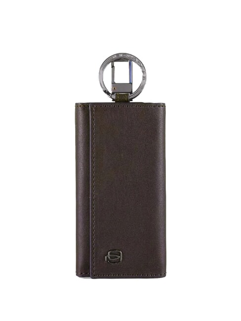 PIQUADRO BLACK SQUARE Leather key case with 6 hooks MORO - Key holders