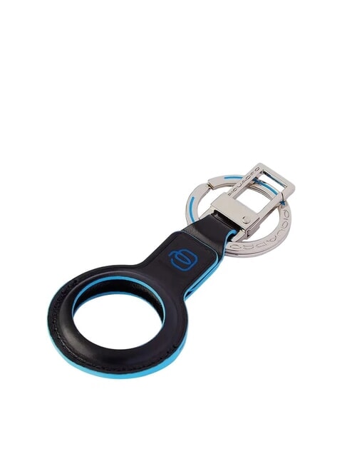PIQUADRO BLUE SQUARE Leather keychain for airtag Black - Key holders
