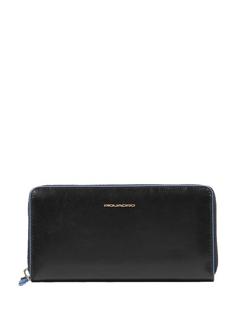 PIQUADRO BLUE SQUARE Large zip-around wallet Black - Women’s Wallets