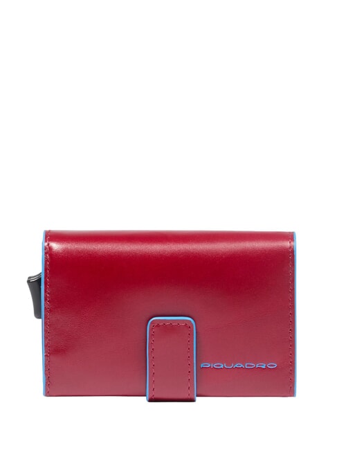 PIQUADRO BLUE SQUARE Leather card holder wallet RED - Men’s Wallets
