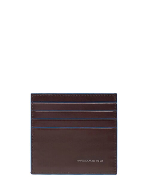 PIQUADRO BLUE SQUARE Leather card holder MAHOGANY - Men’s Wallets