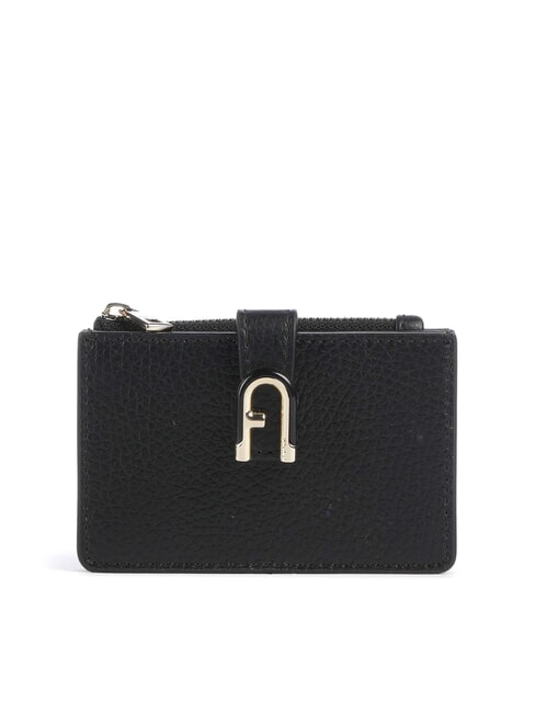 FURLA IDEA Leather card holder with coin purse Black - Women’s Wallets