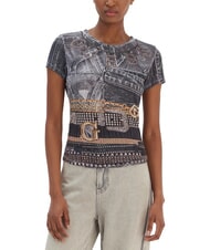 GUESS BELT WRAPPED Slim fit T-shirt with all over print - T-shirt