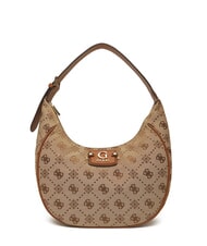 GUESS NEDA Jacquard fabric hobo shoulder bag MILK LOGO - Women&rsquo;s Bags - 1