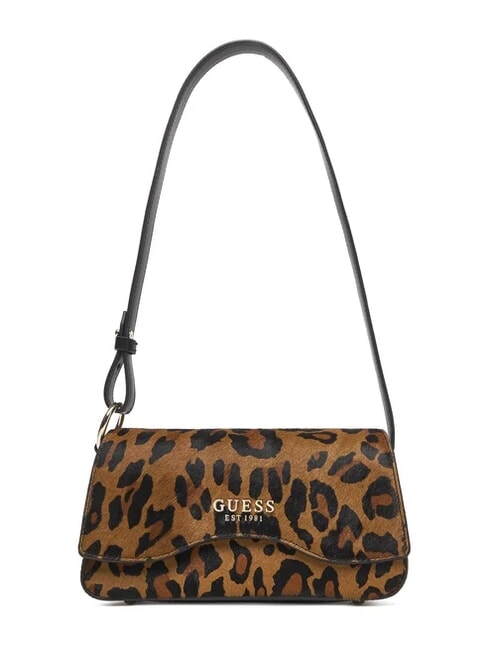 GUESS DOMITILLA St. animalier leather shoulder bag leopard - Women’s Bags