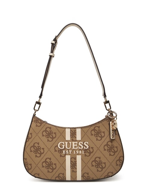 GUESS NOELLE Logo shoulder bag with print MILK LOGO - Women’s Bags