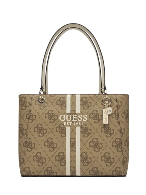 GUESS NOELLE Printed shoulder tote bag MILK LOGO - Women’s Bags
