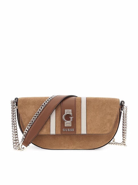 GUESS ERENIA Suede shoulder bag COGNAC MULTI - Women’s Bags