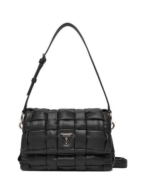 GUESS MARION Woven shoulder bag with shoulder strap BLACK - Women’s Bags