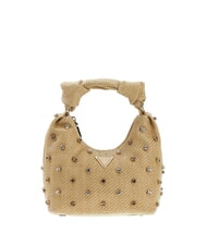 GUESS ISOTTA Raffia shoulder bag with jewel applications lalie beauty natural - Women&rsquo;s Bags - 1