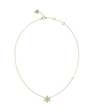 GUESS WHITE LOTUS Necklace with flower and crystal pendant yellow gold - Necklaces - 1