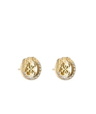 GUESS 4 LOVE Round earrings with 4G logo and rhinestones - Earrings