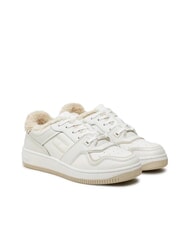 TOMMY HILFIGER TH JEANS Leather sneakers with application ecru - Women&rsquo;s shoes - 1