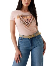 GUESS TRIANGLE FLOWERS Stretch T-shirt with print - T-shirt