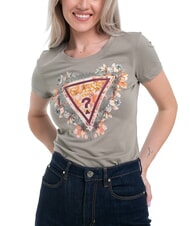 GUESS TRIANGLE FLOWERS Stretch T-shirt with print - T-shirt