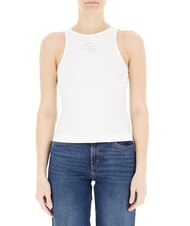 GUESS NEW SL ROUND GUENDALINA 4G rhinestone logo tank top purwhite - T-shirt - 1