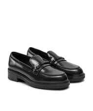 CALVIN KLEIN LOAFER BAR SAFF Leather loafers with saffiano insert - Women&rsquo;s shoes