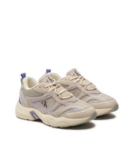 CALVIN KLEIN RETRO TENNIS Mesh and suede leather sneakers beige - Women&rsquo;s shoes - 1
