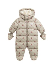 GUESS KIDS MINI ME Snowsuit with hood 4g rustic beige aop - Rompers and baby outfits - 1