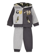 GUESS KIDS MINI ME tracksuit kit with hood and trousers gray shade combo - Rompers and baby outfits - 1