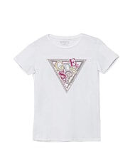GUESS KIDS Cotton T-shirt with print and rhinestones pure white multi - Child T-shirt - 1