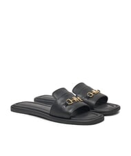 TOMMY HILFIGER TH Leather slippers with logo - Women&rsquo;s shoes