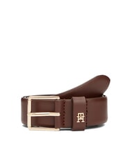 TOMMY HILFIGER TH SQUARE Leather belt rich walnut - Belts - 1