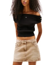 TOMMY HILFIGER TH JEANS Cropped sweater with cap sleeves - T-shirt