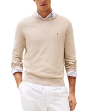 TOMMY HILFIGER TH Linen blend crew neck sweater afterglow / pink sand logo - Men's Sweaters - 1