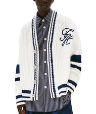 TOMMY HILFIGER TH Cotton cardigan with buttons ecru - Men's Sweaters - 1