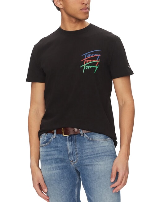 TOMMY HILFIGER TH JEANS Short-sleeved T-shirt with multicolored logos black - T-shirt
