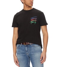 TOMMY HILFIGER TH JEANS Short-sleeved T-shirt with multicolored logos black - T-shirt - 1