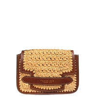 THE BRIDGE LUCREZIA Leather and raffia shoulder bag - Women&rsquo;s Bags