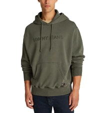 TOMMY HILFIGER TH JEANS Hoodie with logo embroidery fatigue green - Sweatshirts - 1