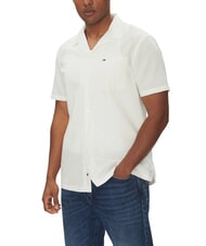 TOMMY HILFIGER TH JEANS Short-sleeved linen and cotton shirt - Men's Shirts