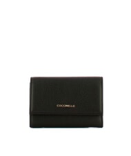 COCCINELLE METALLIC SOFT Medium hammered leather wallet Black - Women&rsquo;s Wallets - 1