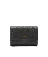 COCCINELLE METALLIC SOFT Hammered leather card holder - Women&rsquo;s Wallets